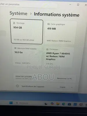 Nouveau Ordinateur portable Dell Inspiron 14 16GB AMD Ryzen 7 SSD 1T