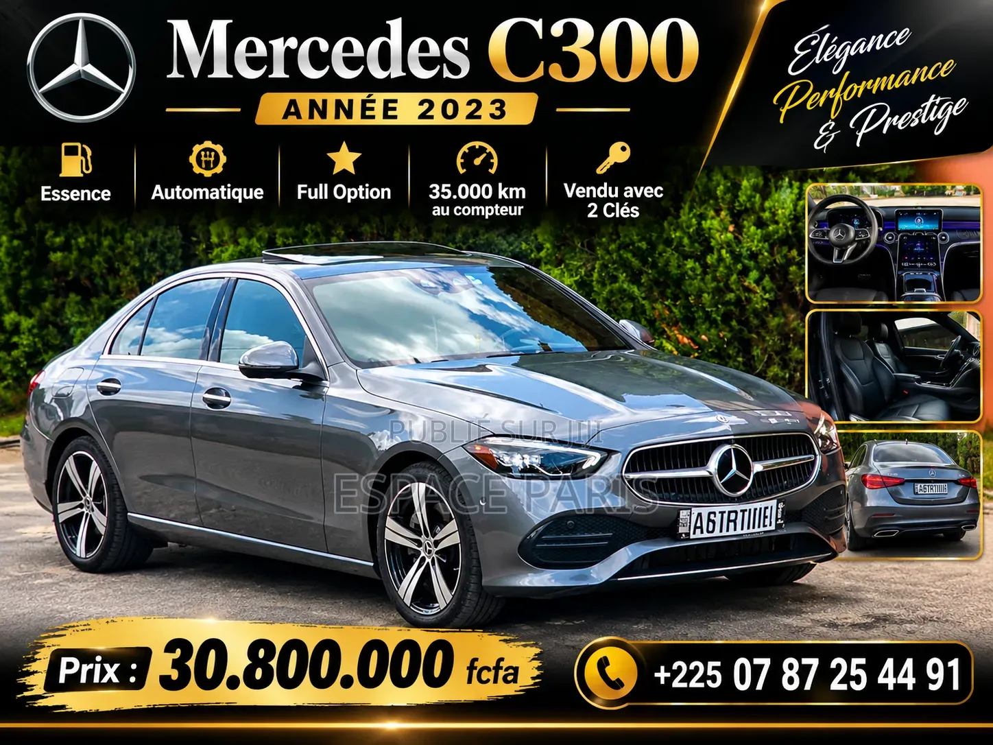 Nouveau Mercedes-Benz C300 2023 Gris