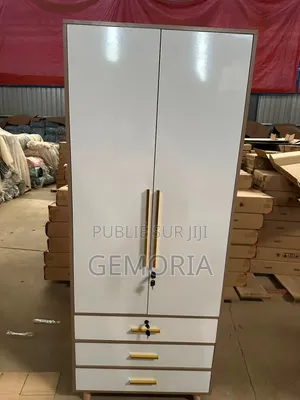 Armoire Penderie Modern Chic Blanc Cassé Chêne Clair Avec Serrures