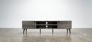 Meuble TV Contemporain Gris Anthracite Motifs Géométriques