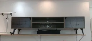 Meuble TV Contemporain Gris Anthracite Motifs Géométriques