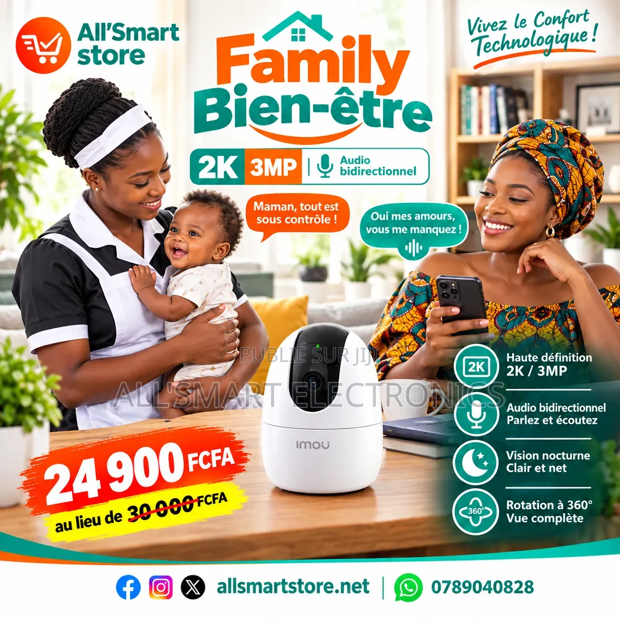 Caméra Connectée 3MP Audio Bidirectionnel