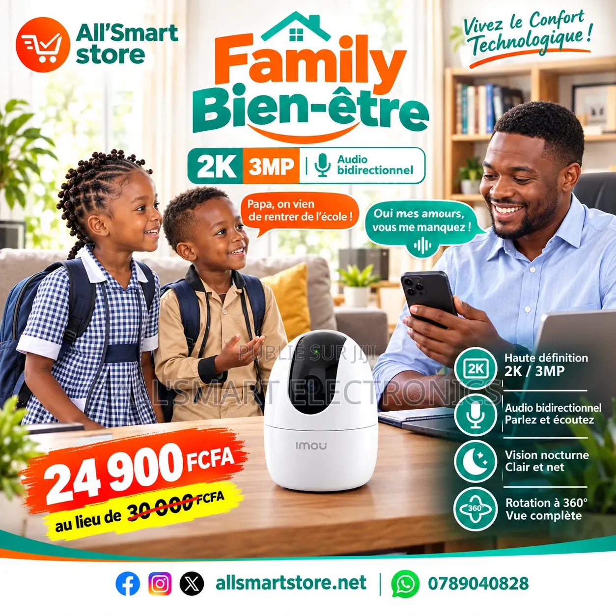 Caméra Connectée 3MP Audio Bidirectionnel