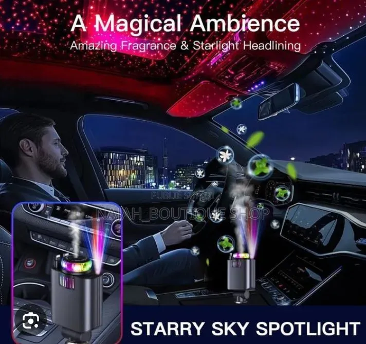 Chargeur Voiture Rétractable 5 en 1 Avec Aromathérapie Et Lumière Led